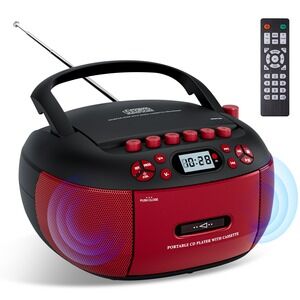 NWT CTDZLED Portable CD Cassette Player Boombox Bluetooth FM USB Remote